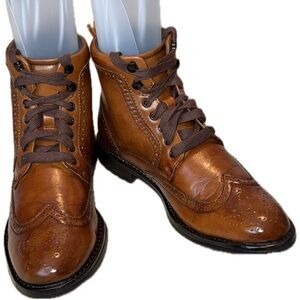 👢🛹 VINCENT CAVALLO Brogue Hiker Boots Gorpcore Leather Ankle Boots Sz 8.5